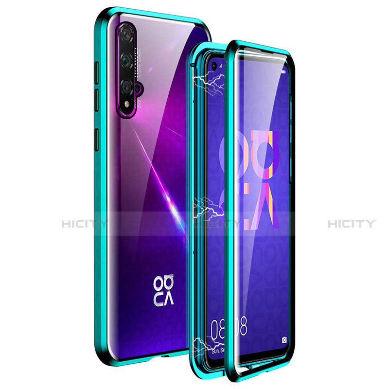 Custodia Lusso Alluminio Laterale Specchio 360 Gradi Cover T11 per Huawei Honor 20 Verde