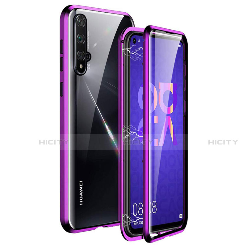 Custodia Lusso Alluminio Laterale Specchio 360 Gradi Cover T11 per Huawei Honor 20 Viola