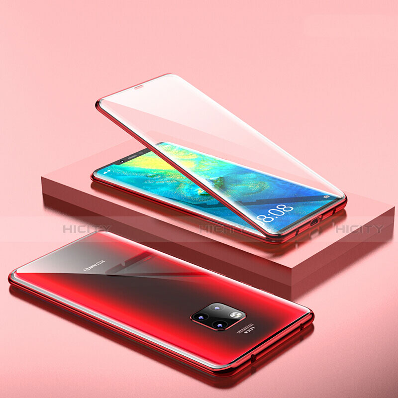 Custodia Lusso Alluminio Laterale Specchio 360 Gradi Cover T11 per Huawei Mate 20 Pro Rosso