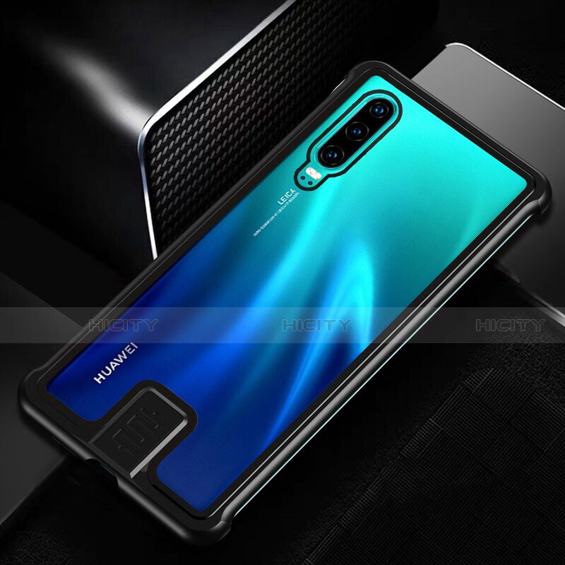 Custodia Lusso Alluminio Laterale Specchio 360 Gradi Cover T11 per Huawei P30 Nero