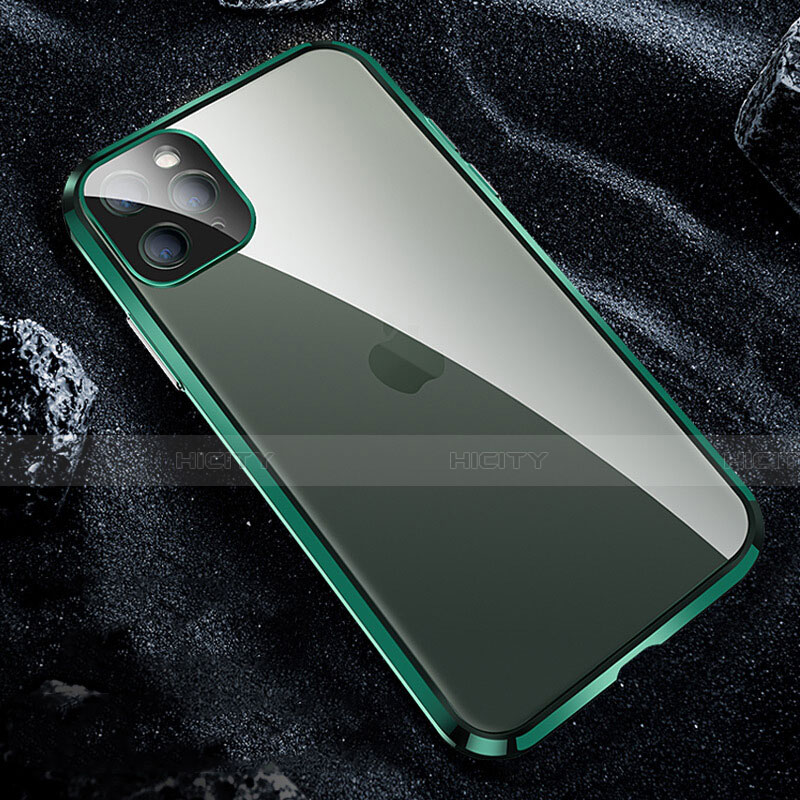 Custodia Lusso Alluminio Laterale Specchio 360 Gradi Cover T12 per Apple iPhone 11 Pro Verde