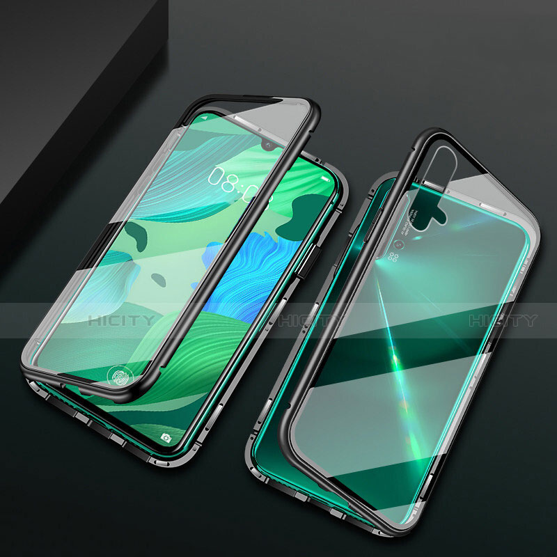 Custodia Lusso Alluminio Laterale Specchio 360 Gradi Cover T12 per Huawei Nova 5 Nero