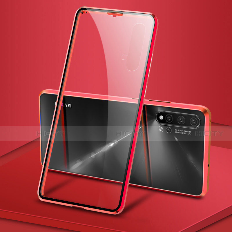 Custodia Lusso Alluminio Laterale Specchio 360 Gradi Cover T15 per Huawei Nova 5 Pro Rosso