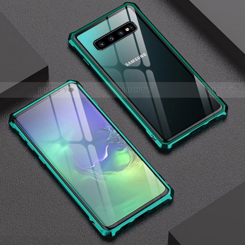 Custodia Lusso Alluminio Laterale Specchio Cover A01 per Samsung Galaxy S10 5G Verde