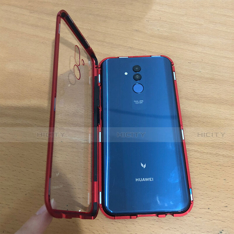 Custodia Lusso Alluminio Laterale Specchio Cover M01 per Huawei Mate 20 Lite Rosso