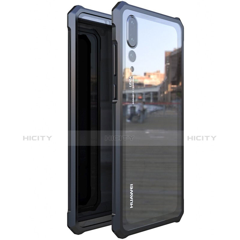 Custodia Lusso Alluminio Laterale Specchio Cover M03 per Huawei P20 Pro Nero