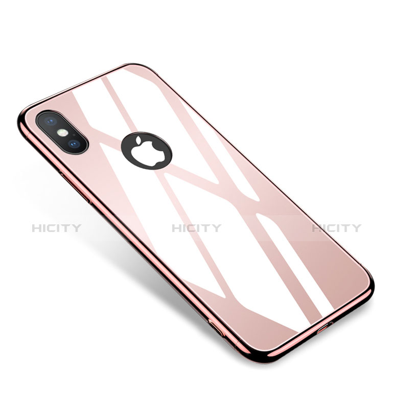 Custodia Lusso Alluminio Laterale Specchio Cover per Apple iPhone X Oro Rosa