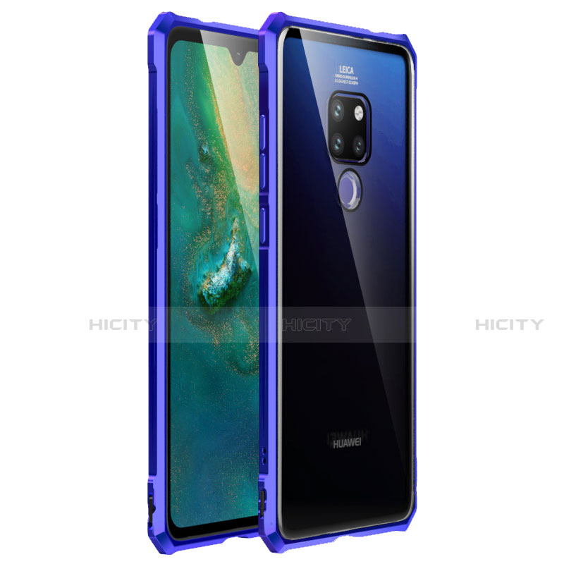 Custodia Lusso Alluminio Laterale Specchio Cover per Huawei Mate 20 Blu