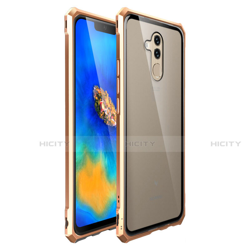 Custodia Lusso Alluminio Laterale Specchio Cover per Huawei Mate 20 Lite Oro