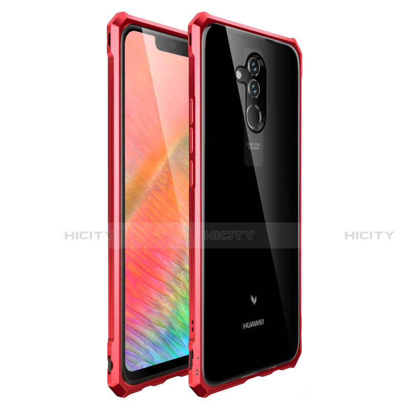 Custodia Lusso Alluminio Laterale Specchio Cover per Huawei Mate 20 Lite Rosso