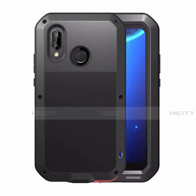 Custodia Lusso Alluminio Laterale Specchio Cover per Huawei P20 Lite Nero