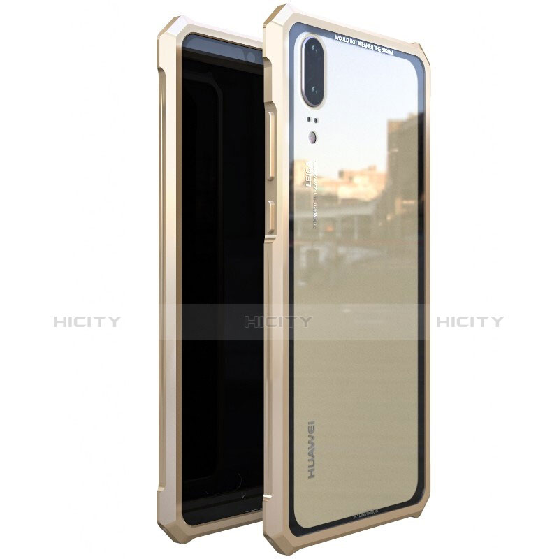 Custodia Lusso Alluminio Laterale Specchio Cover per Huawei P20 Oro