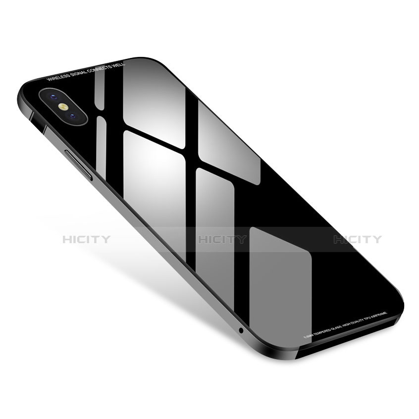 Custodia Lusso Alluminio Laterale Specchio Cover S01 per Apple iPhone X Nero