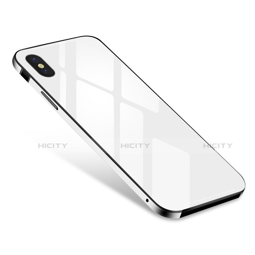 Custodia Lusso Alluminio Laterale Specchio Cover S01 per Apple iPhone Xs Bianco