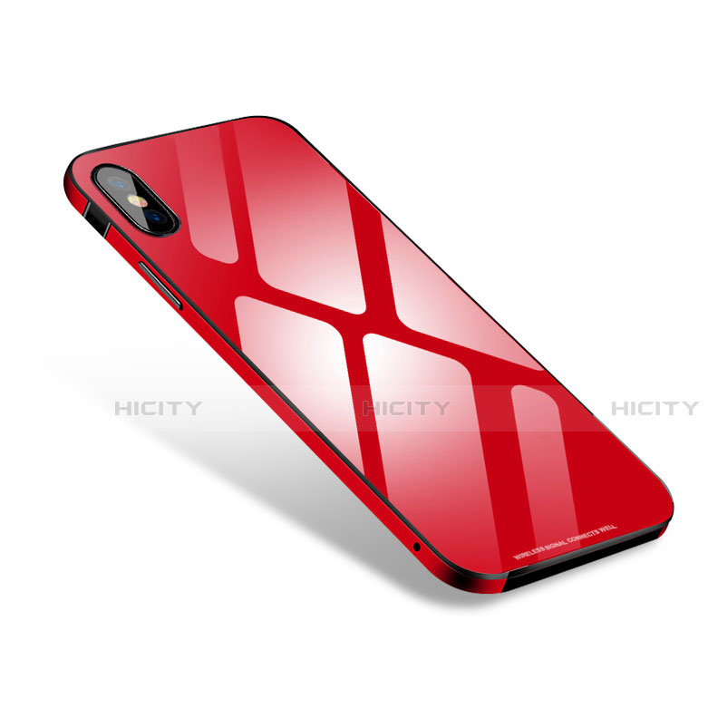 Custodia Lusso Alluminio Laterale Specchio Cover S01 per Apple iPhone Xs Max Rosso