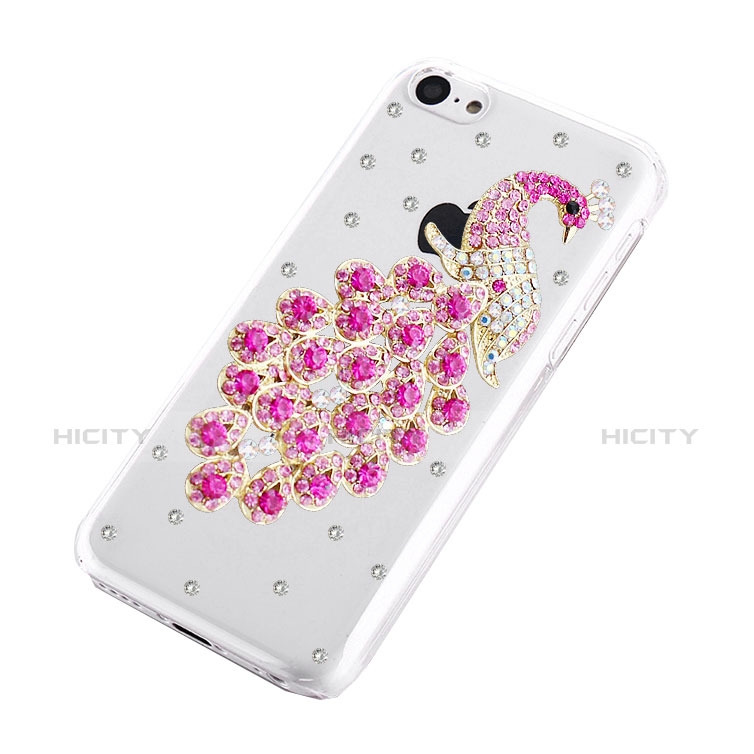 Custodia Lusso Diamante Strass Gioielli Pavone per Apple iPhone 5C Rosa