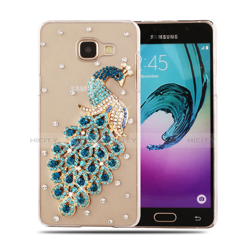 Custodia Lusso Diamante Strass Gioielli Pavone per Samsung Galaxy A5 (2016) SM-A510F Cielo Blu