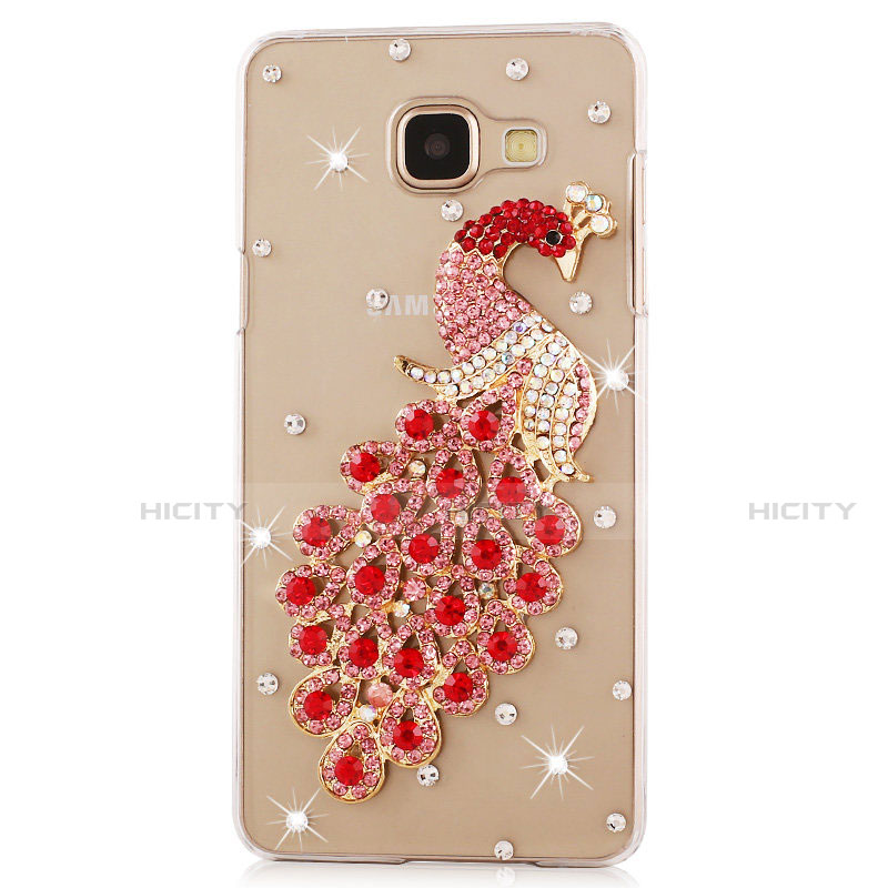 Custodia Lusso Diamante Strass Gioielli Pavone per Samsung Galaxy J7 Prime Rosso