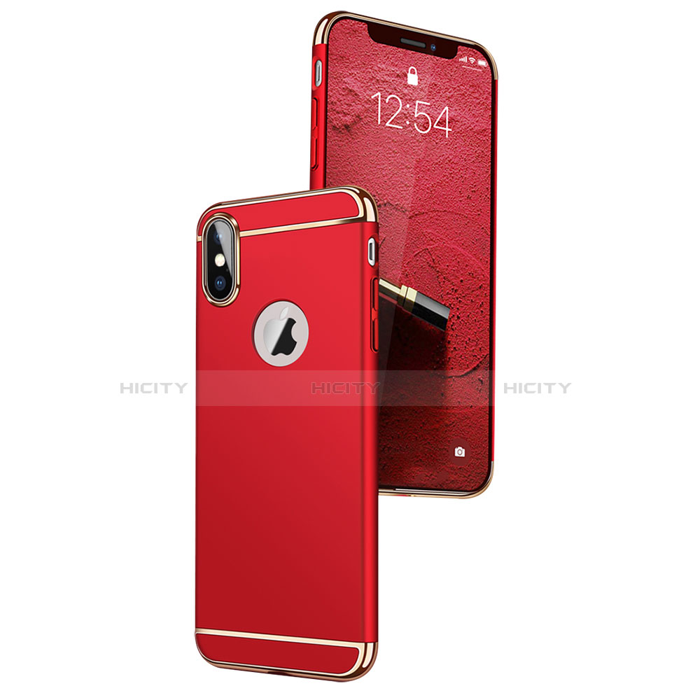 Custodia Lusso Metallo Laterale e Plastica C01 per Apple iPhone X Rosso