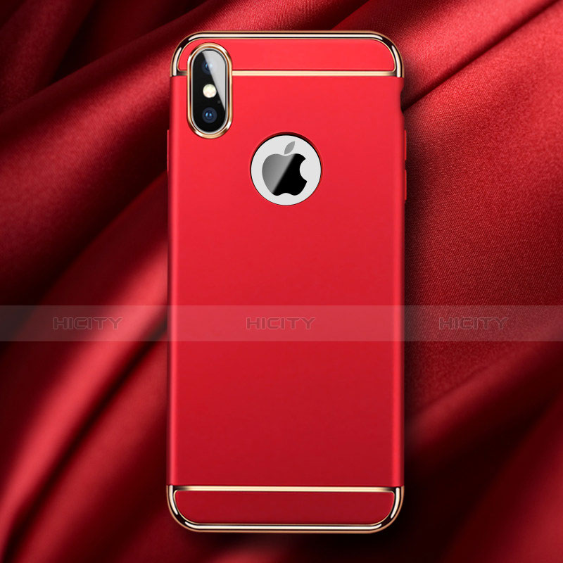 Custodia Lusso Metallo Laterale e Plastica C01 per Apple iPhone Xs Rosso