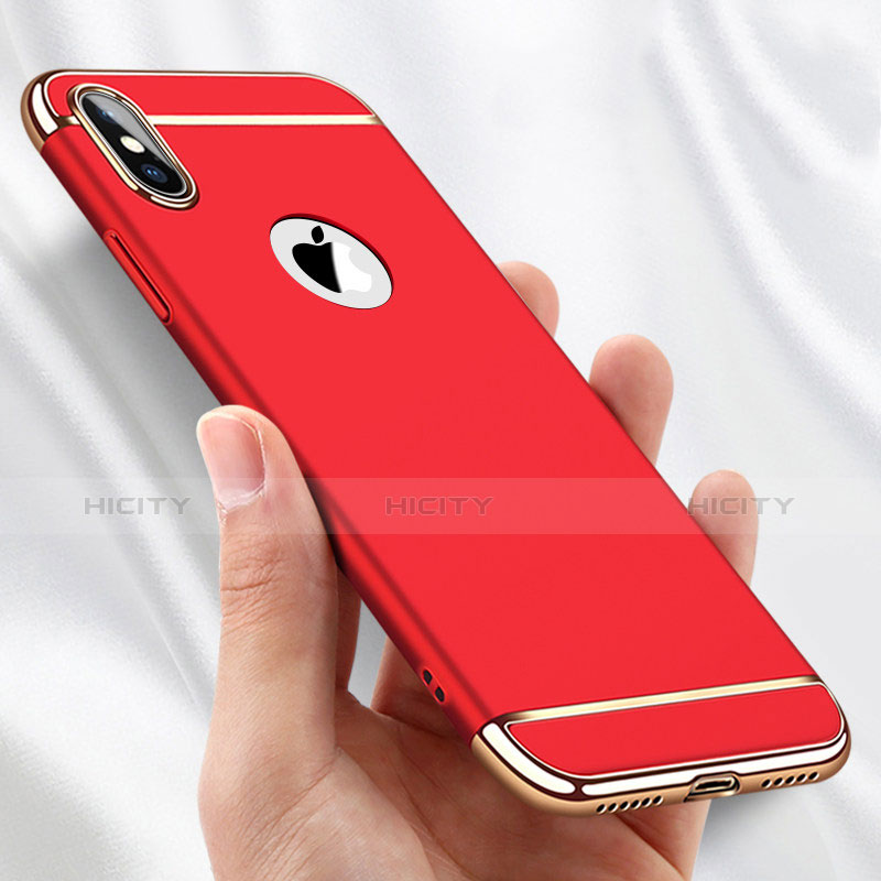 Custodia Lusso Metallo Laterale e Plastica C01 per Apple iPhone Xs Rosso