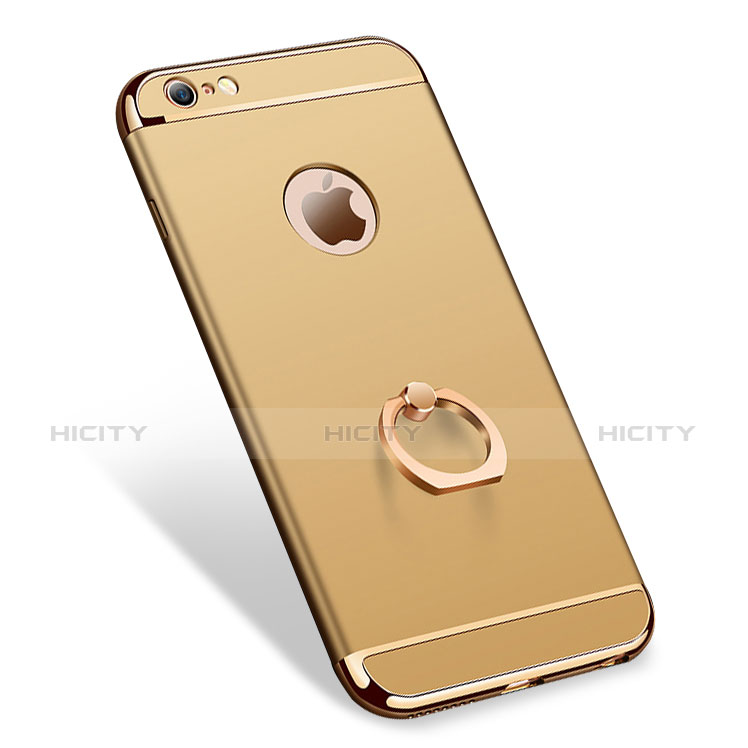 Custodia Lusso Metallo Laterale e Plastica con Anello Supporto A01 per Apple iPhone 6S Oro
