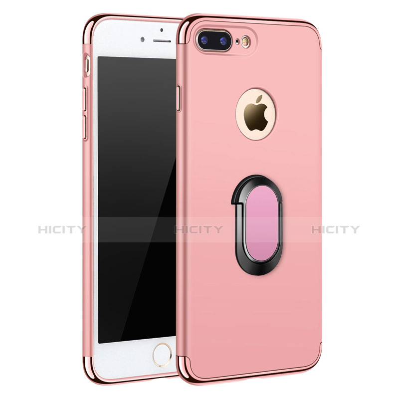 Custodia Lusso Metallo Laterale e Plastica con Anello Supporto A01 per Apple iPhone 7 Plus Oro Rosa