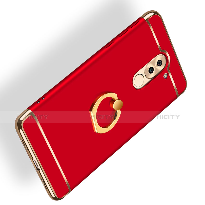 Custodia Lusso Metallo Laterale e Plastica con Anello Supporto A02 per Huawei GR5 (2017) Rosso