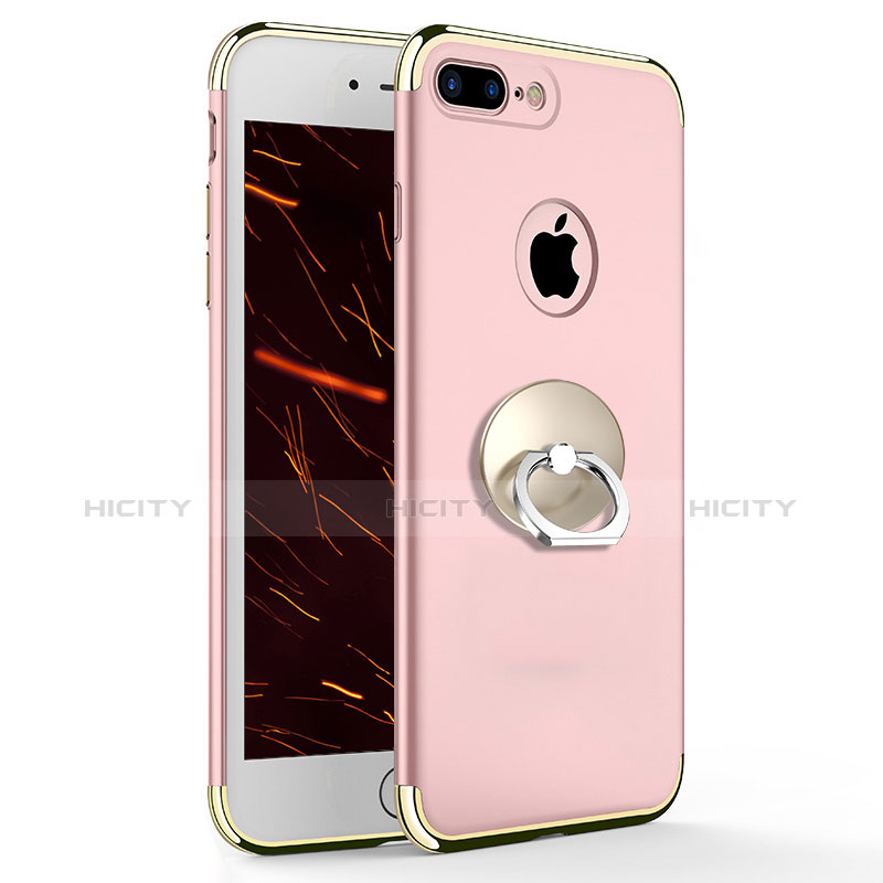 Custodia Lusso Metallo Laterale e Plastica con Anello Supporto A04 per Apple iPhone 7 Plus Rosa