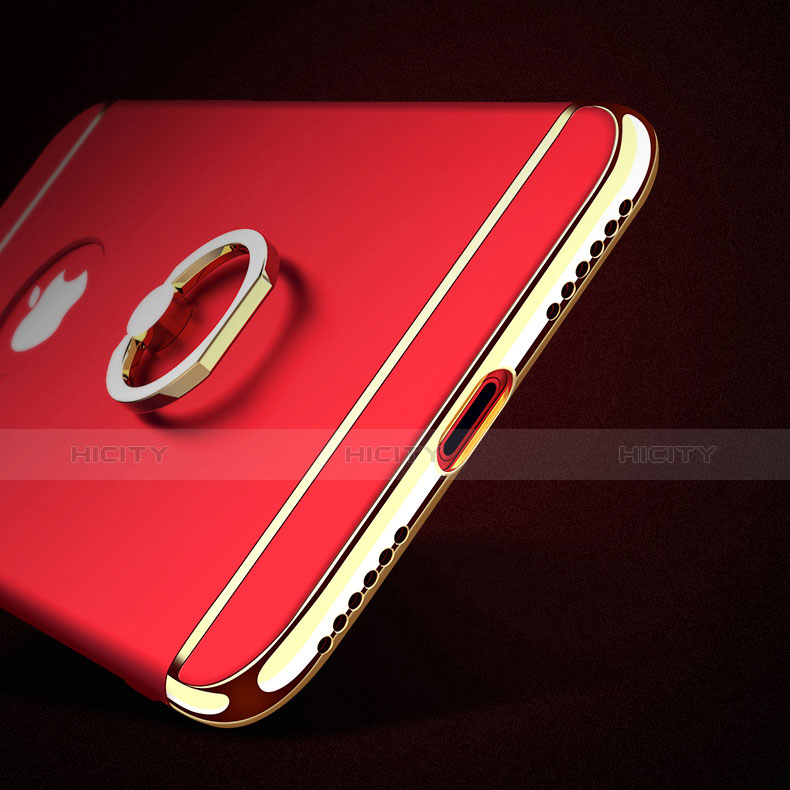 Custodia Lusso Metallo Laterale e Plastica con Anello Supporto F02 per Apple iPhone X Rosso