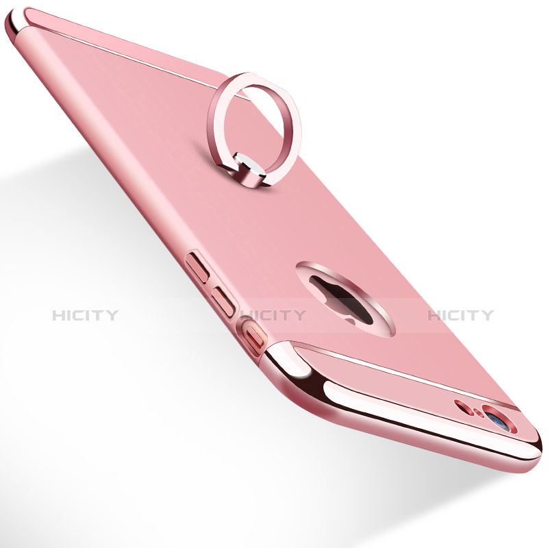 Custodia Lusso Metallo Laterale e Plastica con Anello Supporto per Apple iPhone 6 Oro Rosa