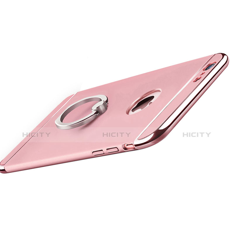 Custodia Lusso Metallo Laterale e Plastica con Anello Supporto per Apple iPhone 6 Plus Rosa