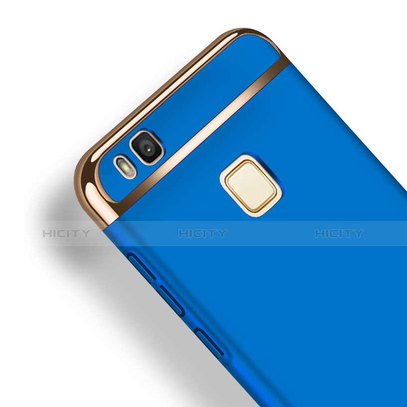 Custodia Lusso Metallo Laterale e Plastica con Anello Supporto per Huawei G9 Lite Blu