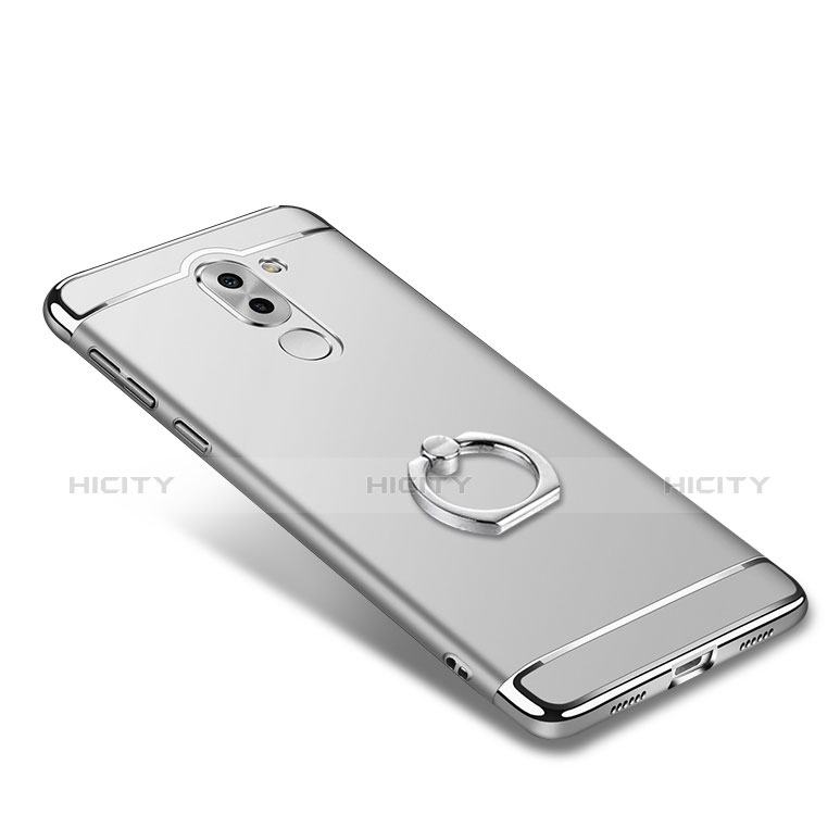 Custodia Lusso Metallo Laterale e Plastica con Anello Supporto per Huawei GR5 (2017) Argento