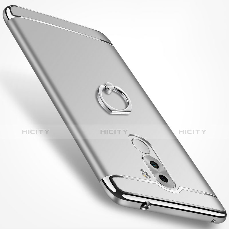 Custodia Lusso Metallo Laterale e Plastica con Anello Supporto per Huawei GR5 (2017) Argento