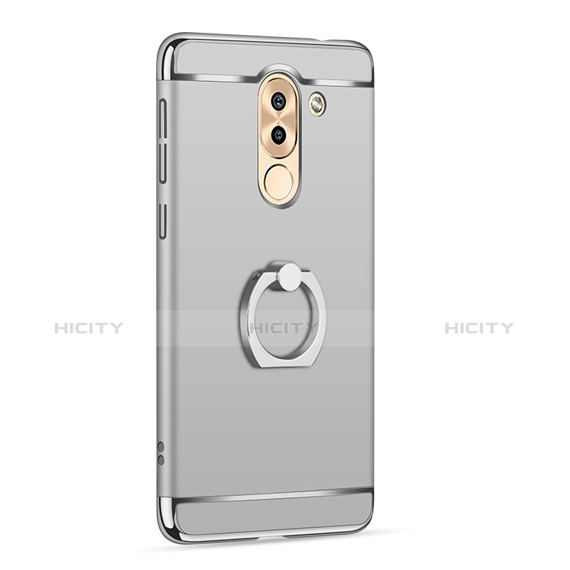 Custodia Lusso Metallo Laterale e Plastica con Anello Supporto per Huawei Honor 6X Argento