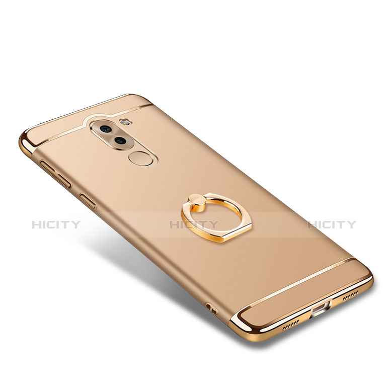 Custodia Lusso Metallo Laterale e Plastica con Anello Supporto per Huawei Honor 6X Oro