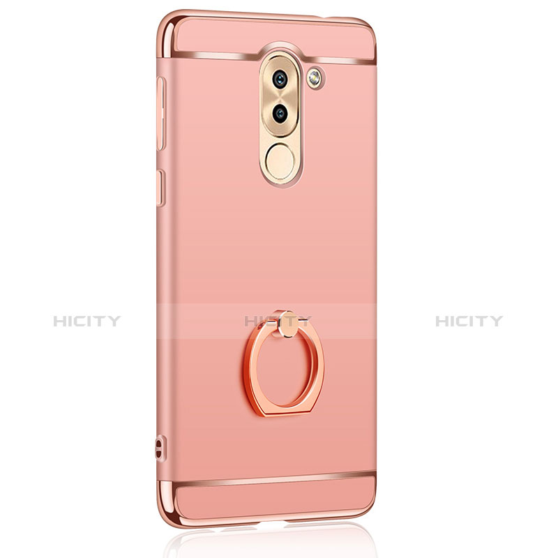 Custodia Lusso Metallo Laterale e Plastica con Anello Supporto per Huawei Honor 6X Oro Rosa