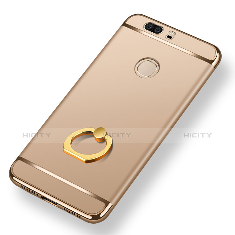 Custodia Lusso Metallo Laterale e Plastica con Anello Supporto per Huawei Honor V8 Oro