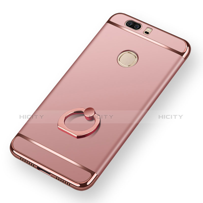 Custodia Lusso Metallo Laterale e Plastica con Anello Supporto per Huawei Honor V8 Oro Rosa