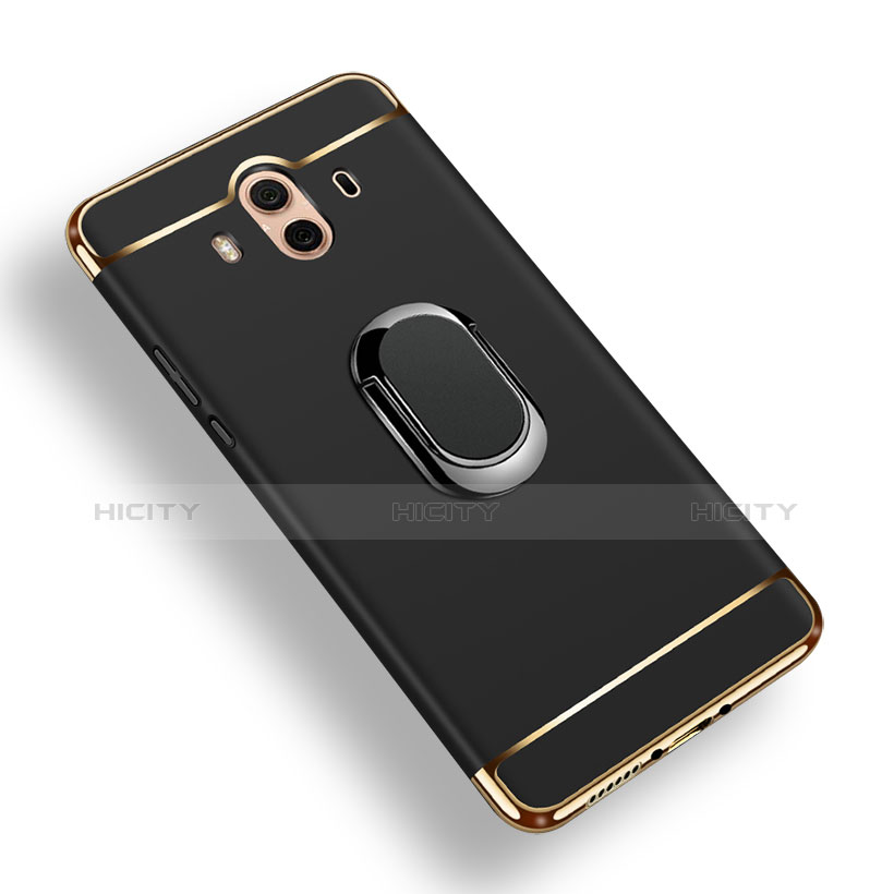 Custodia Lusso Metallo Laterale e Plastica con Anello Supporto per Huawei Mate 10 Nero