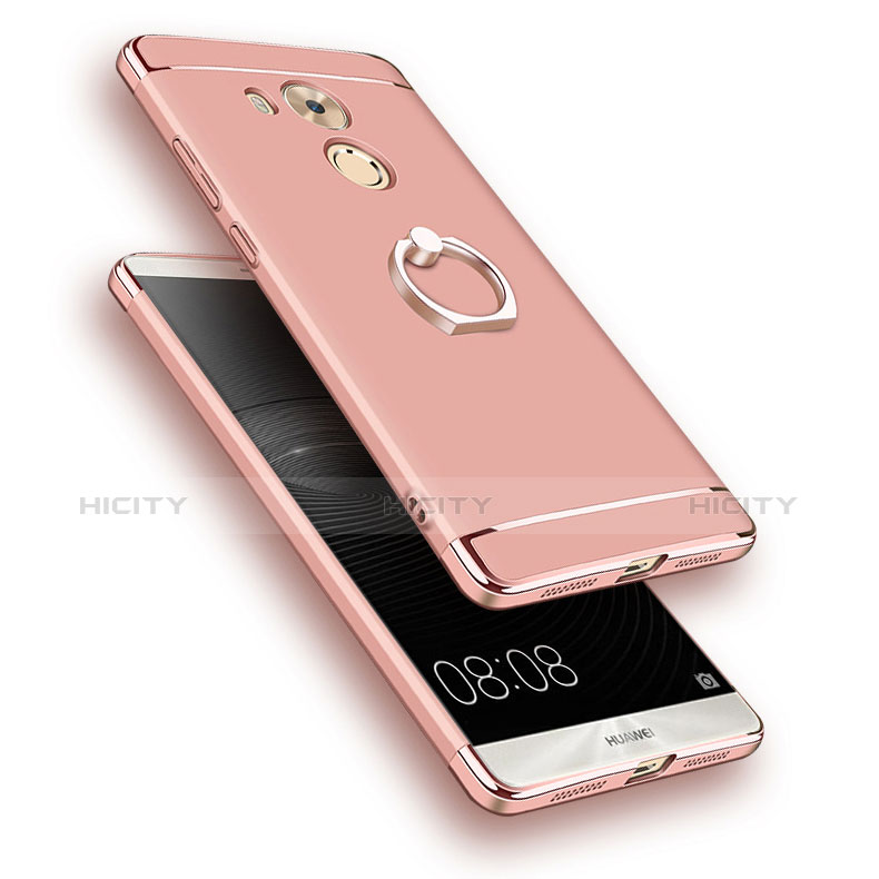 Custodia Lusso Metallo Laterale e Plastica con Anello Supporto per Huawei Mate 8 Oro Rosa