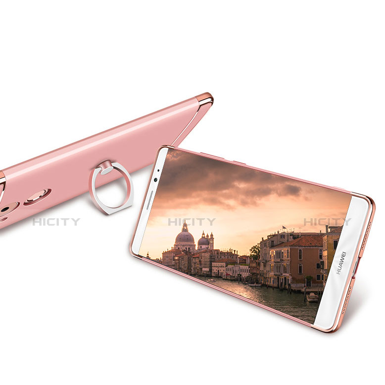 Custodia Lusso Metallo Laterale e Plastica con Anello Supporto per Huawei Mate 8 Oro Rosa