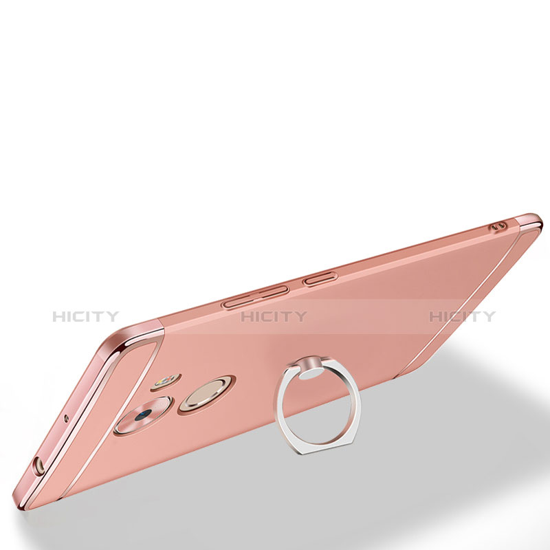 Custodia Lusso Metallo Laterale e Plastica con Anello Supporto per Huawei Mate 8 Oro Rosa