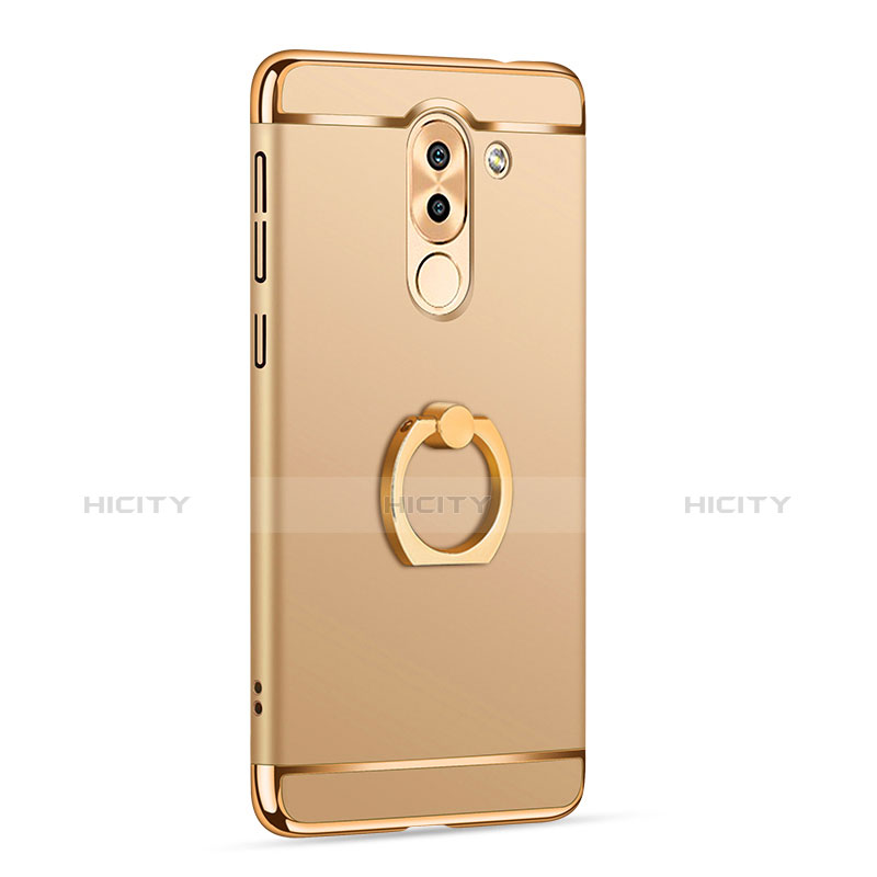 Custodia Lusso Metallo Laterale e Plastica con Anello Supporto per Huawei Mate 9 Lite Oro