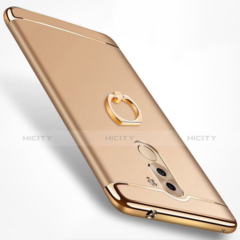 Custodia Lusso Metallo Laterale e Plastica con Anello Supporto per Huawei Mate 9 Lite Oro