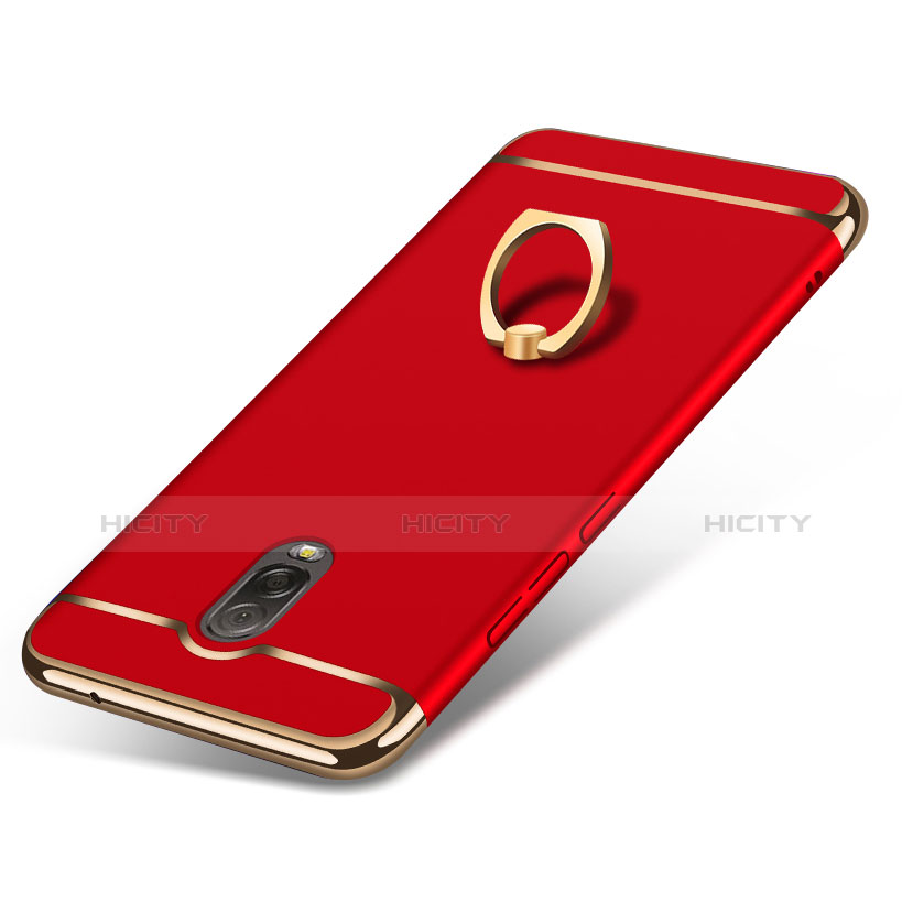 Custodia Lusso Metallo Laterale e Plastica con Anello Supporto per Samsung Galaxy J7 Plus Rosso