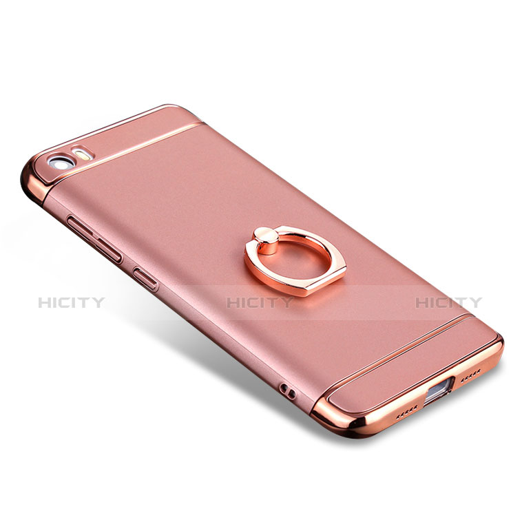 Custodia Lusso Metallo Laterale e Plastica con Anello Supporto per Xiaomi Mi 5 Oro Rosa