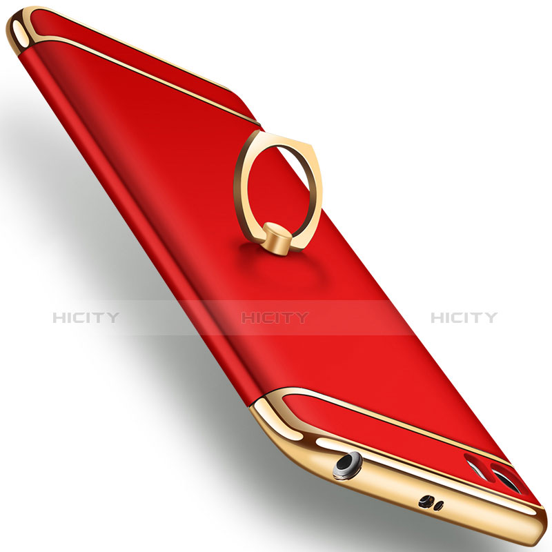 Custodia Lusso Metallo Laterale e Plastica con Anello Supporto per Xiaomi Mi 5 Rosso