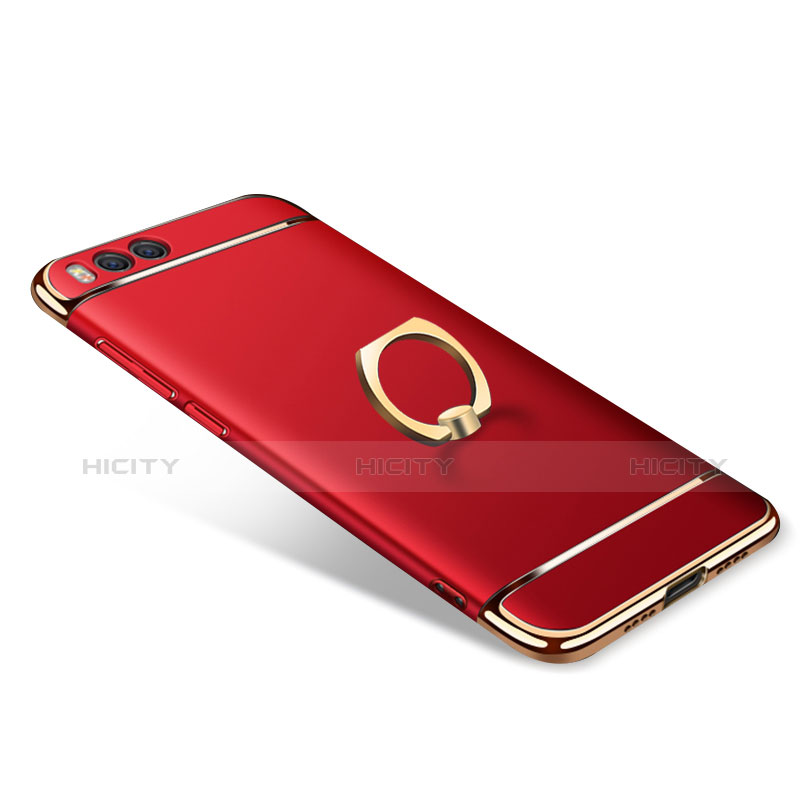 Custodia Lusso Metallo Laterale e Plastica con Anello Supporto per Xiaomi Mi 6 Rosso